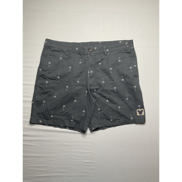 Junkfood Shorts Mens Large Grey Palm Tree Print Chino Disney Patch Summer Casual - Picture 1 of 10